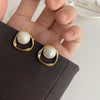 Imitation Pearl Earring for Women Gold Color Round Stud Earrings Korean Delicate Irregular Design Unusual Jewelry - Image 1