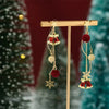 Vintage Flocking Bowknot Christmas Tree Earrings for Women Imitation Pearl Snowflake Tassel Earring Year Jewelry Gift - Image 3