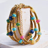 Colorful Stone Beads Chain Bohemia Stainless Steel Gold Color Metal Bracelets Jewelry Gift for Women - Image 1