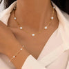 2 Pcs Gold Color Bohemian Jewelry Set for Women Pearl Cross Pendant Necklace Bracelet Set Casual Jewelry Gifts - Image 1
