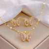 European and American Cute Micro-inlaid Butterfly Necklace Earrings Set Classic Light Transparent Stainless Steel - Image 16