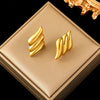 316L Stainless Steel Gold Color Twist Hoop Earrings For Women Holiday Gift Ear Buckle Jewelry - Image 8