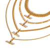 Gold Color Plating Figaro Cuban Chain T-bar Pendant Necklace Stainless Steel T-bar Pendant Necklace For Women - Image 4