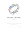 MODIAN 925 Sterling Silver Rainbow Color Cubic Zirconia Rings Luxury Wedding Engagement Rings Band For Women Jewelry