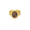 Vintage Stainless Steel Brown Stone Rings For Women Open Adjustable Charm Finger Ring Maillard Jewelry - Image 7