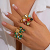 Ingemark Boho Colorful Crystal Open Rings for Women Men Wed Bridal Geometric Metal Knuckle Ring Daily Jewelry Accessories Gift - Image 2