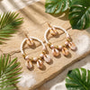 Handmade Beaded Woven Hoop Earrings with Spotted Shell Drop for Women Tribal Dreamcatcher Boho Summer Beach Vacation Jewelry - Image 5