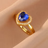 Colorful Cubic Zirconia Open Ring in Gold-Tone Stainless Steel - Image 13