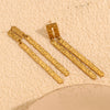 La. Muses Retro Irregular Surface Rectangular Stainless Steel Women's Earrings Gold Plated Jewelry Gifts - Image 3