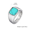 Stylish Stone Turquoise Ring for Men, Stainless Steel Signet Ring,Vintage Birthday Jewelry Gift for Him Dad - Image 10
