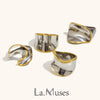 La. Muses Mixed Color Twisted Line Stainless Steel Women's Ring Pvd Gold-plated Jewelry Gift - Image 1