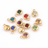 60 piece/lot Stainless Steel Crystal Pendant steel Gold Color 12 Birthstone Charm Round 6mm 6.5mm Rhinestones Charms - Image 2
