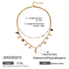 Vacation Style Gold Color Plated Stainless Steel Color Stone Pendant Necklace Stackable Double layer - Image 7