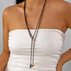 Bohemian Black Beads Long Tassel Sweater Chain Necklace for Women Love Heart Pendant Water Drop Y Shape Necklaces Party Jewelry - Image 3