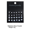 12 Pairs/Pack Shiny Zircon Stud Earrings Set for Women Men Daily Versatile Chic Silver Color Crystal Ear Jewelry Accessories - Image 6