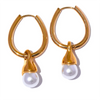 Removable Stainless Steel Geometric Imitation Pearls Drop Hoop Earrings Gold Color Elegant Daily Jewelry for Women - Image 7