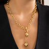 IngeSight.Z Retro Metal Heart Pendant Long Cross Chain Necklace for Women Punk Gold Color OT Buckle Choker Necklace - Image 1