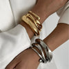 Chunky Geometric Spring Cuff Bangle in Gold-Tone or Silver-Tone - Image 12