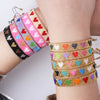 Adjustable Multicolor Heart Bead Bracelet with Woven Pattern - Image 2