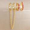 3pcs Colorful Zirconia Chain Earrings Set for Women Two Hole Round Circle Curvy Gold Color Hoop Earring Wedding Jewelry - Image 11