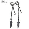 2PCS Stainless Steel Star Cross Snake Spike Skull Sword Blade Chain Feather Spider Dangle Women Men Huggie Hoop Earrings - Image 33