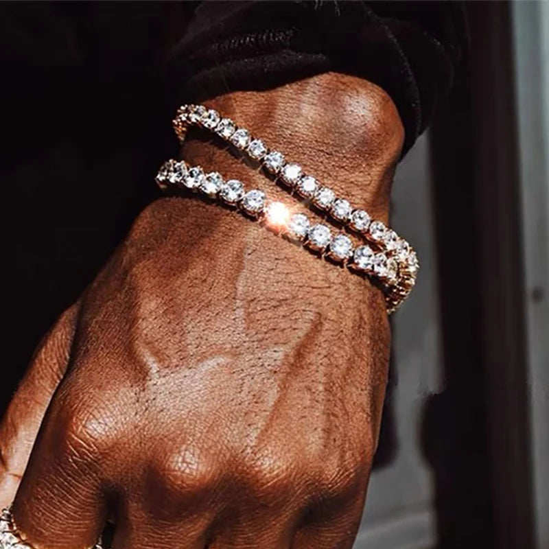 Hip Hop Iced Out 3/4/5mm Crystal Tennis Bracelet for Men Punk Zirconia Men's Chain on The Hand Streetwear Jewelry - Image 1
