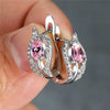 Cute Water Drop Stone Hoop Earrings Multicolor Zircon Crystal Leaf Earrings Charm Silver Color Wedding Earrings For Women - Image 7
