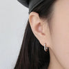 Silver Geometric Minimalist Square Hoop Earring for Women Small Circle Huggies Zircon Ear Buckles Jewelry - Image 4