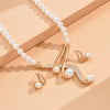Geometric Pearl Earring Two Piece Necklace for Women Birthday Party Jewelry Gifts - Image 3