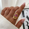 Stainless Steel Five-Petal Flower Ring in Multiple Colors - Image 16