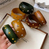 1/3 pcs Round Star Rivet Wood Bangles for Women Retro Ethnic Chunky Wristbands Punk Hip Pop Geometric Hand Jewelry F - Image 2