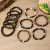 Wooden Bead Bracelet Set 10 Pieces with Tree of Life Charm Bohemian Style - Image 4