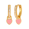Huggie Silver Ear Needle Enamel Heart Pendant Hoop Earrings Circle Micro Set Zircon Earrings for women Gift - Image 18