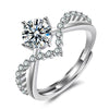 Silver Zircon Couple Ring Adjustable Open Heart-Shaped Men Women Love Eternal Wedding Anniversary Jewelry - Image 7