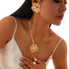 2pcs Set Personality Gold Color Stereo Flower Inlay Pearl Necklace Earrings Set for Women Wedding Paty Charm Jewelry Gift - Image 5