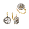 Double Layer Round Inlaid Zirconia Jewelry Set for Women Two-tone Gold Plated Earrings Ring Retro Banquet Jewelry - Image 7