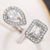 Silver Sparkling Zircon Water Drop Square Geometry Adjustable Rings for Women Gift Party Jewelry Gift - Image 6