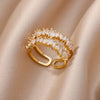 White Zircon Flower Leaf Shape Stainless Steel Rings For Women Adjustable Aesthetic Wedding Ring Light Female Jewelry Bff - Image 25