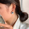 Enamel Blue Color Metal Texture Small Hoop Earrings for Women Gold Plated Statement Ear Buckle Creative Jewelry Gifts - Image 3