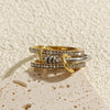 Stainless Steel Cubic Zirconia Stackable Rings for Women GoldPlating Multi-Link Connected Statement Ring Stack Jewelry - Image 5
