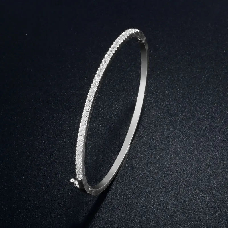 Simple Micro-inlaid Zirconia Thin Bangle for Women Design Shiny Zircon Bracelets Jewelry Gift - Image 1