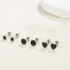 Silver Black Heart Star Round Small Stud Earrings for Women Jewelry Accessories - Image 1