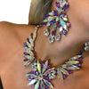 Stonefans Exaggerated Flowers Necklace Earrings Set for Women Wedding Party Statement Rhinestones Jewelry Set 2023 Accessories