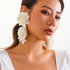 Exaggerated Satin Large Flower Long Tassel Drop Earrings for Women Romantic Party Wedding Earrings Jewelry Girls - Image 2