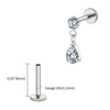 Titanium 16G Teardrop Dangle CZ Labret Stud Waterdrop Tragus Cartilage Earring Flatback Helix Piercing - Image 16