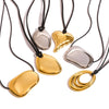 Irregular Geometric Pendant Necklace with Wax Cord - Image 1