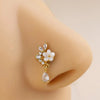 Flower Heart Butterfly Moon CZ Dangle Body Piercing Jewelry L Shaped Nose Stud Nose Rings Nose Ring Studs - Image 5