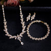 Brilliant Zirconia Leaf Necklace Earrings Rings Bracelets Set for Women CZ Drop Bridal Wedding Jewelry Sets - Image 21