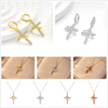 Rotatable Crown Rhinestone Cross Choker Necklace Earrings Rings for Women Minimalist Cross Chain Christian Jewelry Prayer Gift - Image 4