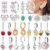 Silver Sweetheart Bow Earrings Round Donut Zircon Crab Ocean Earrings for Women Girls Jewelry - Image 1